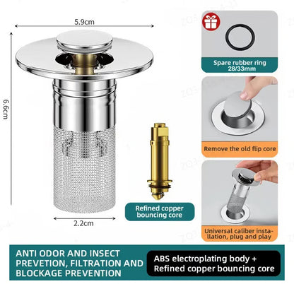 ClogSave™ – Universal Pop-Up Drain Filter & Stopper
